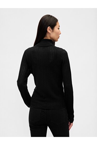 GAP Kadın Siyah Pointelle Turtleneck Kazak