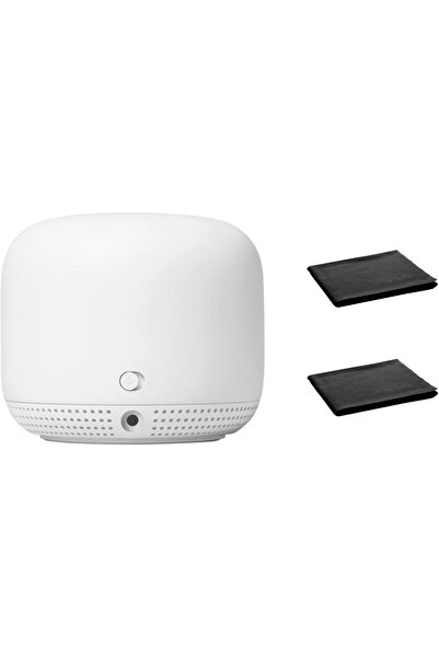 Google جهاز توجيه Nest WiFi Mesh (AC2200) بنقطتين، عبوة من 3 قطع، لون ثلجي