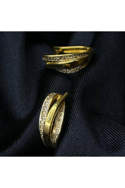 Arpaş 14 Ayar Çift Sıra Tasarımlı Küpe