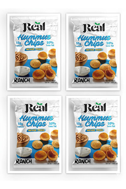 REAL رقائق بطاطس بنكهة الحمص والرانش - 10 غرام بروتين، غير مقلية، وجبة خفيفة ...