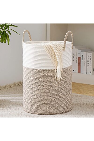 Generic Laundry Basket,60L Woven Cotton Rope Laundry Hamper for Clothes Storage,Toys Storage