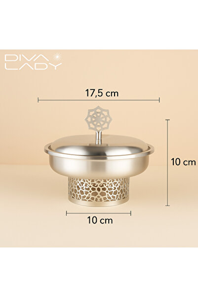 DIVA LADY A luxurious silver stainless steel serving dish with a decorative lid – measuring 17.5 x 10 x 10 cm for elegant hospitality ✨