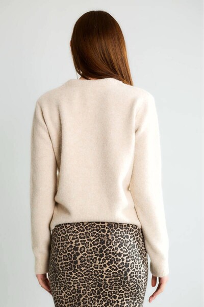 cemo Office Chic Buttoned Long Sleeve Knitwear Jacket