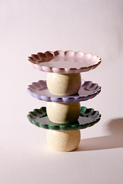 Le murano Fungo Footed Pastry Cake Presentation Plate 15 cm | Green