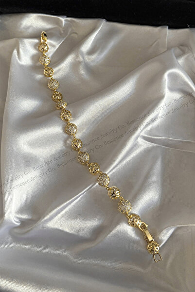 Bessence Jewelry Co VIP 14K Gold Zarif Yuvarlak Model Zirkon Taşlı Çelik Bile...