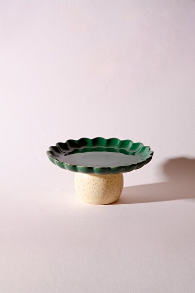 Le murano Fungo Footed Pastry Cake Presentation Plate 15 cm | Green