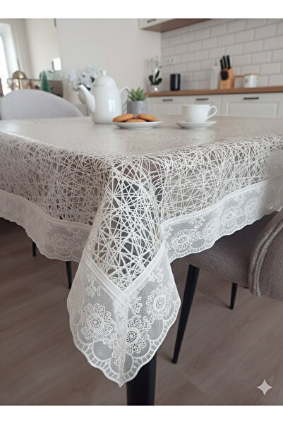 Blue Home 🆕 Lace Look Easy to Clean Non-Slip Liquid-Proof Hole-Free Pvc Tablecloth 120 cm X 150 cm