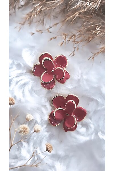 Serenity أقراط فولاذية على شكل زهرة مينا لامعة