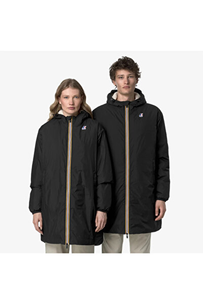 K-Way Black unisex long jacket Le Vrai 4.0 Eiffel East Orsetto