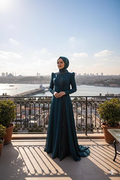 Kenzel ÖNÜ VE ARKASI TÜL DETAYLI ABİYE ELBİSE