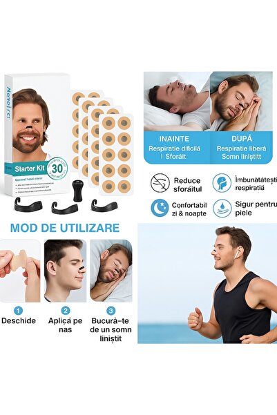 Fabrilux Magnetic anti-snoring nasal dilator, 4 magnetic strips with applicator and 30 magnets,