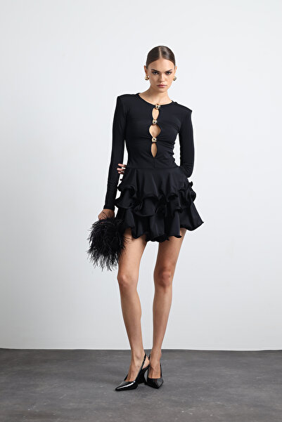 Mozto Julisse Black Long Sleeve Misinali Mini Dress