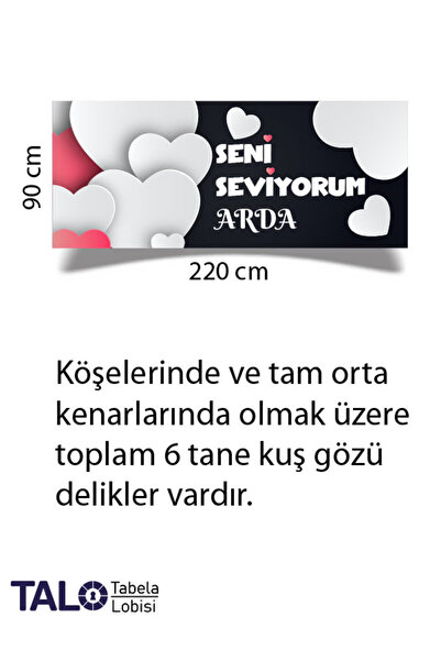 Tabela Lobisi Baskılı Branda - Seni Seviyorum – Özel Günler İçin Dekoratif Af...