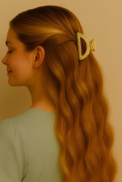 cityvision 7 cm Gold Metal Hair Clip – Elegant and Classic Patterned Barrette