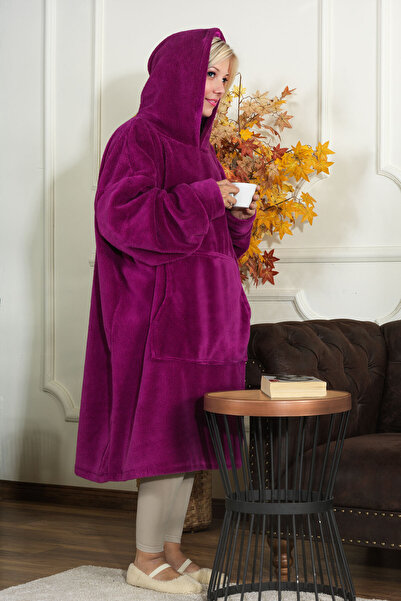 Elart Enjoy Tv Blanket Wellsoft Hooded Wearable Unisex over Size (80X110 cm) Purple