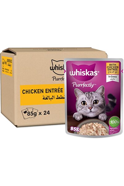Whiskas Purfectly Chicken Entrée in Gravy, 24 x 85g Wet Cat Food (Adult 1+)
