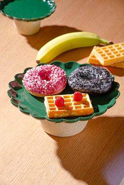 Le murano Fungo Footed Pastry Cake Presentation Plate 23 cm | Green