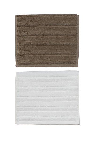 Class Microcotton 30x50 cm 2'li El-Yüz / Mutfak Havlu Seti Kahve / Ekru