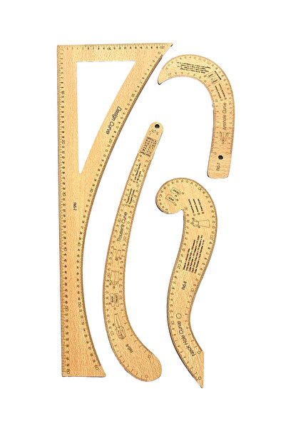 hodbehod Beech Color French 7-Piece Modeler's Mold Drawing Set – Angled & Pistole / Trousers, Jacket, Skirt, Collar