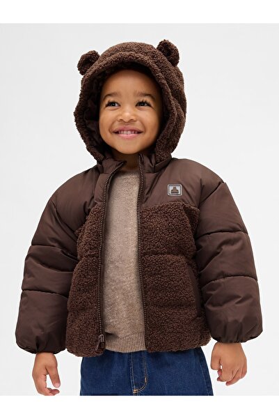 GAP Erkek Bebek Kahverengi Geri Dönüştürülmüş Sherpa Ayı Puffer Ceket