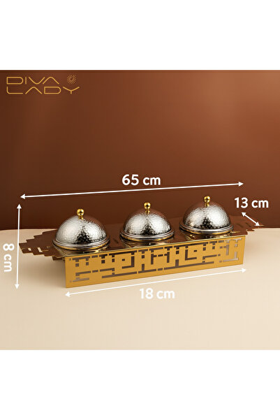 DIVA LADY ✨ Luxurious 3-date serving set – elegant gold design with a touch of luxury silver