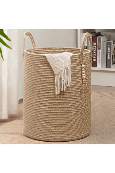 Generic Laundry Basket,60L Woven Cotton Rope Laundry Hamper for Clothes Storage,Toys Storage