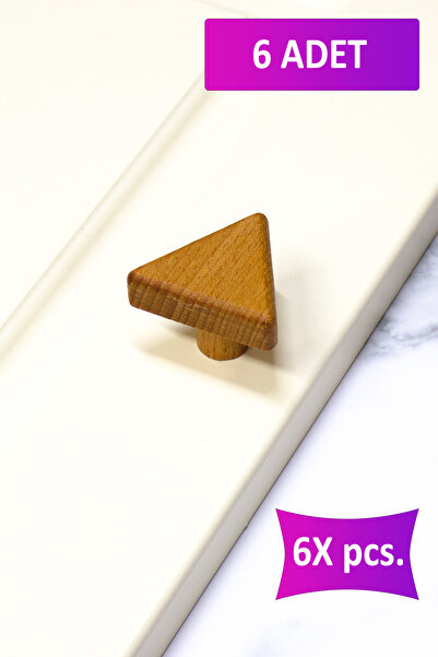 merbiles 6 Adet Üçgen Ahşap Kulp Çocuk Bebek Odası Mobilya Kulpu Dolap Çekmec...