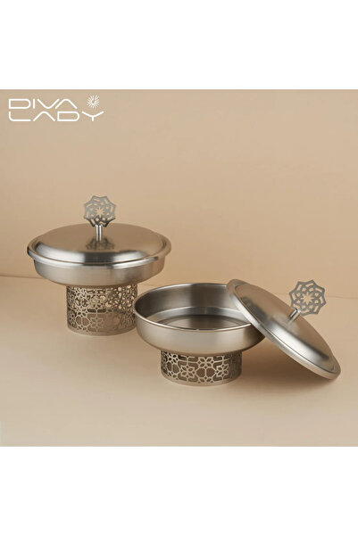 DIVA LADY A luxurious stainless steel serving dish with a decorative lid – measuring 20 x 15 x 10 cm for elegant hospitality ✨