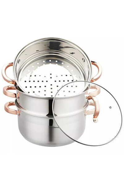 Klausberg Oală de gătit la abur KB 7735, 24 cm, 5 litri, 4 părți, Inducție, Oțel inoxidabil/Auriu roz