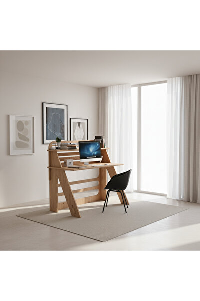 KUT TASARIM PRAKTURA-AYKA Doğal Ahşap Çalışma Masası Kontrplak 120 cm, Kolay ...