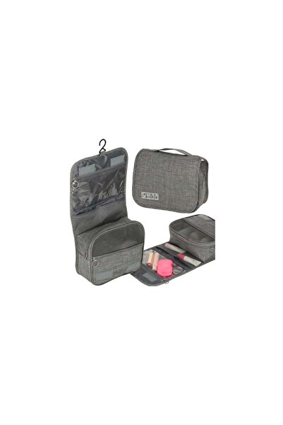 Three top online Cosmetic travel hanging bag - folding cosmetics organiser, grey