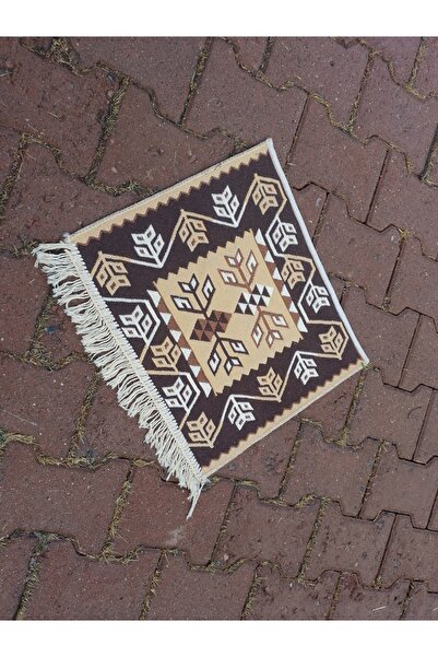 ŞAHMERDANOĞLU 40x47 cm kahve tonlarında harika küçük kilim,hediyelik,araba ko...