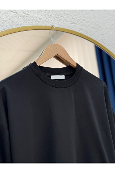 MİHRA STORE Calla Ruched Detail Paneled Sweatshirt-Eu3091 Black