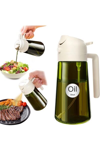Generic 16oz/470ml Light-Blocking Dark Oil Sprayer for Cooking, 2-in-1 Olive Oil Dispenser Bottle