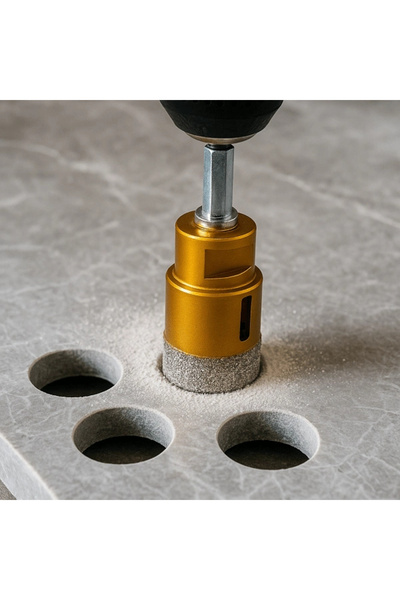 Yenimiyeni 33 Mm Granit Mermer Seramik Delme Aparatı Panç Spiral ve Matkaba T...