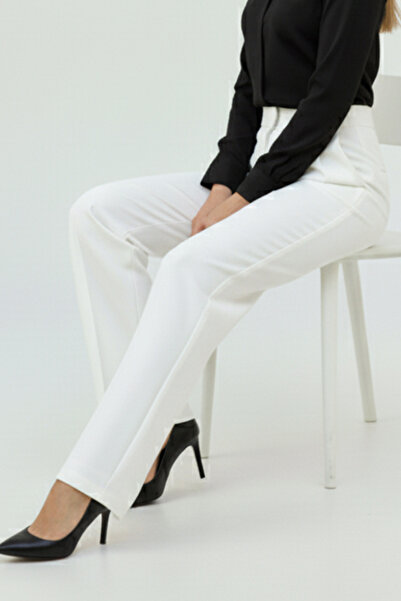 benguen Pocketed Palazzo Pants A1107 White