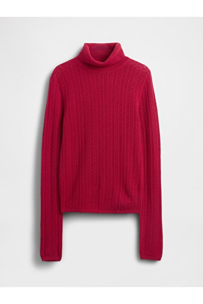 GAP Kadın Kırmızı Pointelle Turtleneck Kazak
