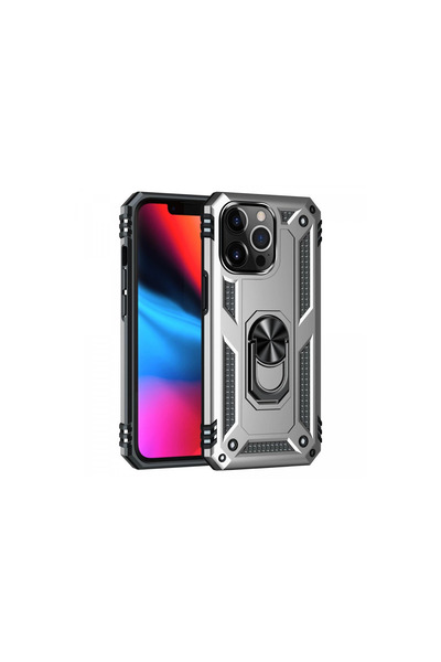 eco port غطاء سيليكون لـ iPhone 13 Pro مع حلقة صوفيا - فضي