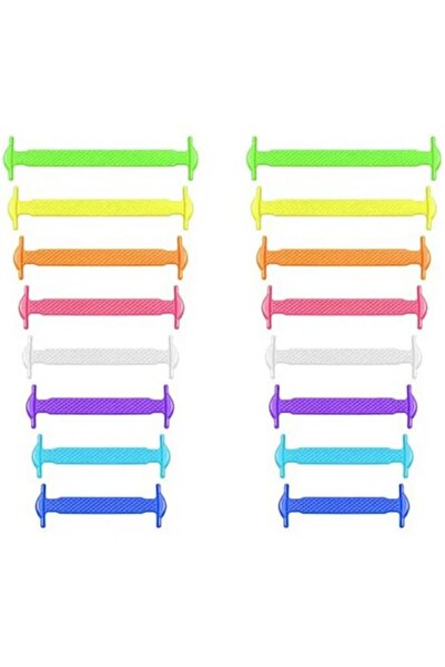 zola Set of 16 silicone no‑tie elastic shoelaces, Zola®, multicolor