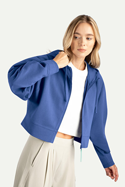 KAFT Women's Crop Zipper Hoodie - Pluren - Comet