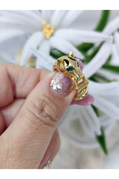 argint 925 GOLD PLATED PANTHER RING