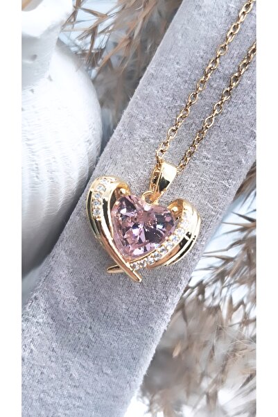 Serenity قلادة من الفولاذ على شكل قلب مرصعة بحجر الزركون