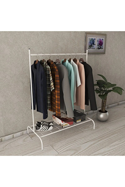 Metallica Concept Dikdörtgen Beyaz Elbise Askılığı Ayaklı Askılık - Konfeksiy...