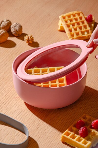 Le murano Moca Stoneware Airtight Storage Container with Transparent Lid 1000 ml | Pink