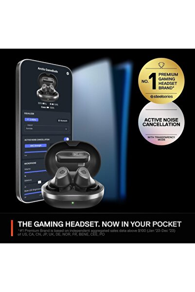 SteelSeries 61680 Wireless Gaming Earphones Arctis GameBuds ANC, Bluetooth 5.3, 2.4GHz