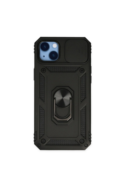 Marsilyan حافظة آيفون 14 بلس بارس مع حلقة عدسة سيليكون - أسود