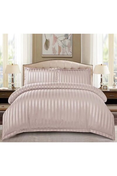 MHR Damask Bed Linen 2-person 4-piece: Fitted 180x200, Duvet 200x230, 2 Pillowcases 55x80 – Latte