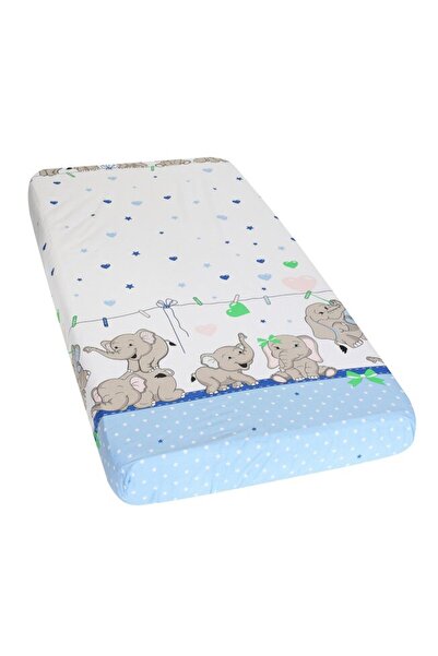 PRICHINDEL Cearșaf cu elastic pentru pătuț 120x60 cm — Elefanți albaștri