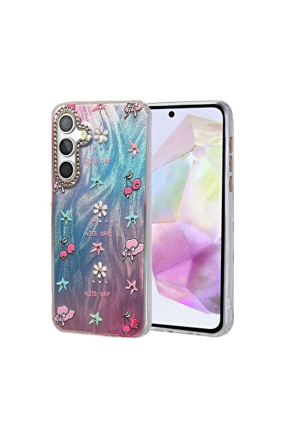 eco port غطاء حماية لهاتف سامسونج جالاكسي A35 5G - غطاء بليد ميرور منقوش - نم...