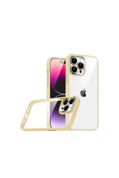 eco port آيفون 15 برو ماكس سيليكون مع عدسة - ذهبي